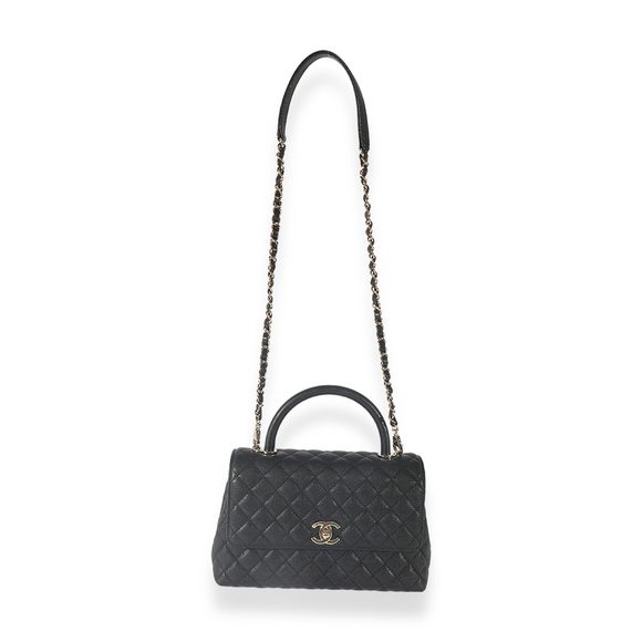 Chanel Black Quilted Caviar Medium Coco Top Handle Bag - Picture 4 of 6